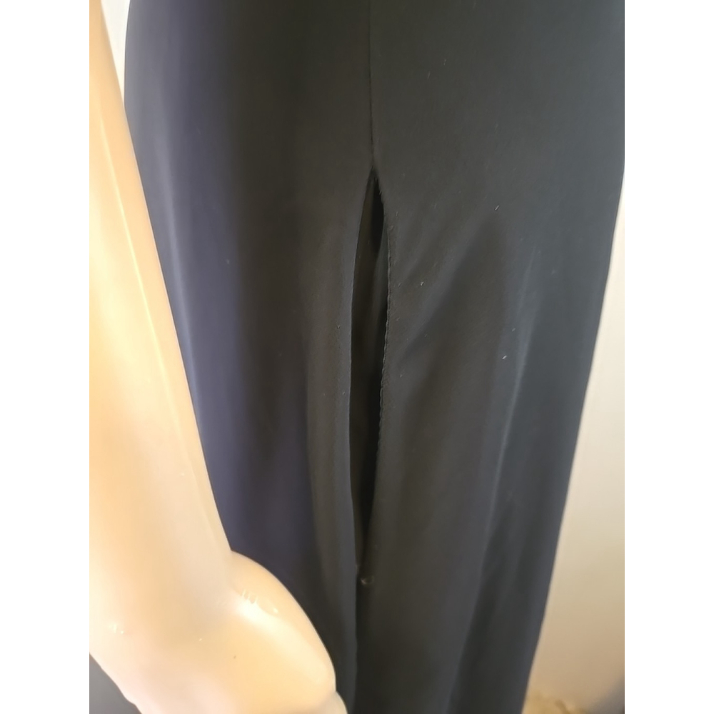 Azazie Black Bridesmaid Dress A6 Floor Length Slit Formal Gown Pockets - Picture 9 of 12